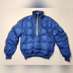 Vintage 70s Eddie Bauer Quilted Goose Down Jacket 1/2 Zip Pullover Womens Sz S/M